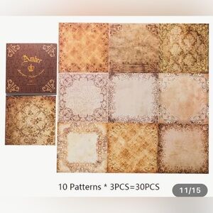 (3 for $20)30 Sheets Amber Vintage Scrapbook Paper With Vintage Floral Borders